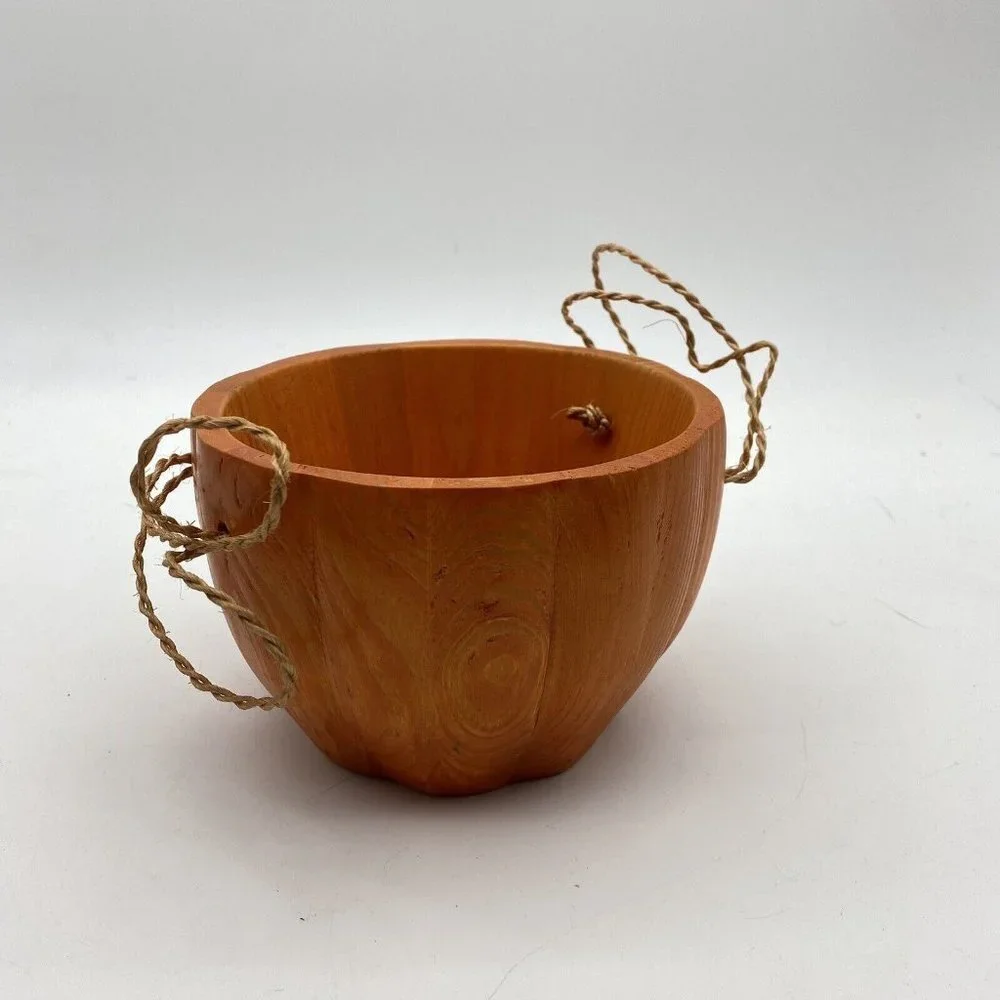 Vintage Spiced Pumpkin Bowl Autumn HalloweenOrange Wood Accent‎ Fall Harvest Y2K